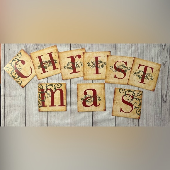 Merry Christmas Banner NWOT Heavy Cardstock w/ 118” Forest Green Ribbon - Picture 3 of 3